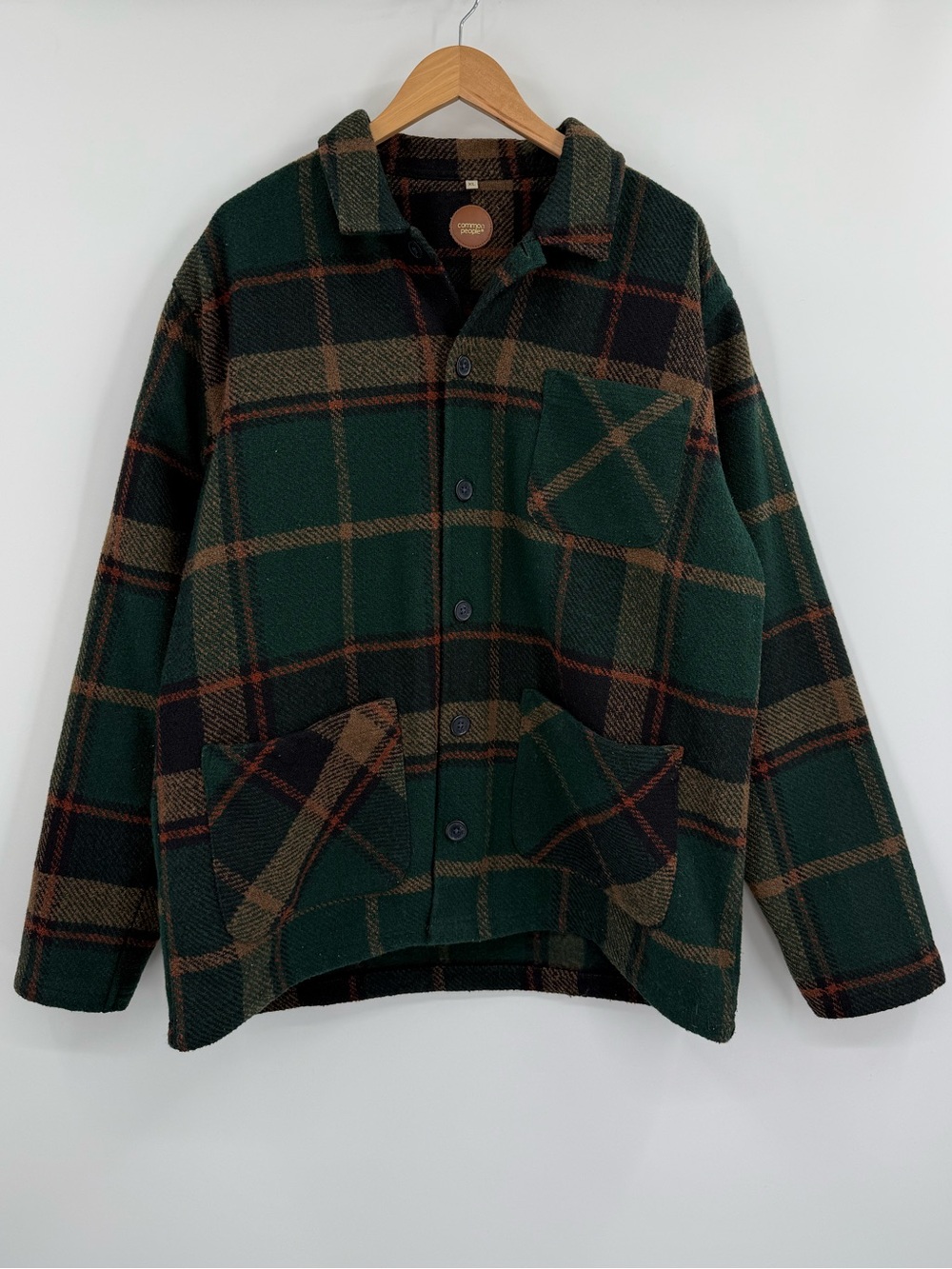 Common People Harry Overshirt Plaid 3 Pocket Shacket | Green | XL